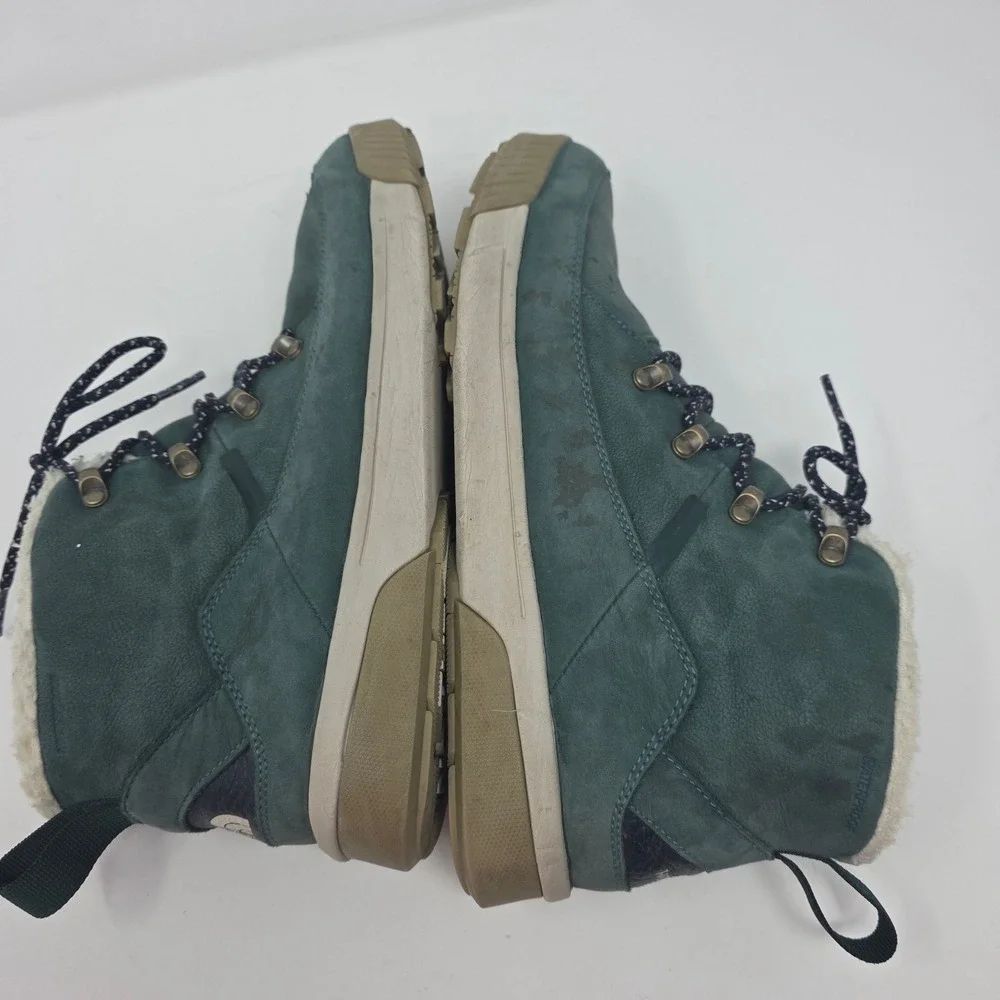The North Face Ballard Lace Boots Womens 11 Green Waterproof Suede Faux Fur